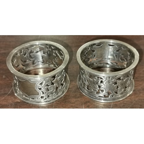 18 - Pair of hallmarked silver Victorian filigree napkin rings