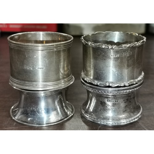 53 - 4 x assorted plain hallmarked silver napkin rings