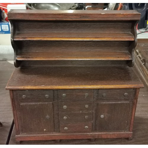 319 - 31.5 x 11.5 x 32 cm vintage mahogany dolls house Welsh dresser or hidden treasure ornament