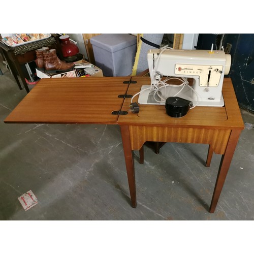 176 - Vintage Singer sewing machine in retro teak table