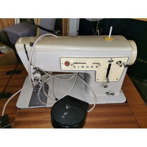 176 - Vintage Singer sewing machine in retro teak table