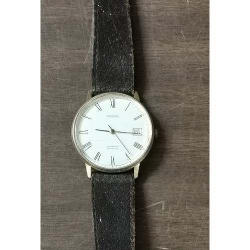 29 - Montine automatic gents incabloc calendar watch with leather strap, not working so will need attenti... 