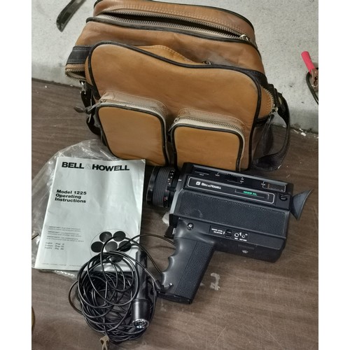 138 - Bell and Howell 1225xl super 8 cine camera in carry bag with mic and instructions