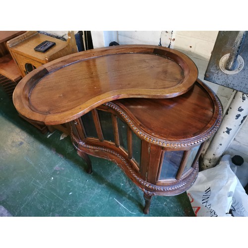 2 - Mahogany kidney shaped tea cabinet/drinks cabinet