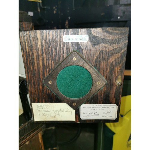 47 - Approx 119 cm tall mahogany cased roman numeral grandaughter clock with pendulum but no key