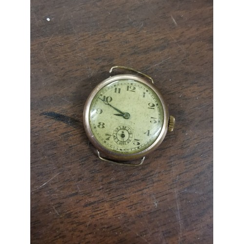 23 - Vintage rolled gold 7 jewel gents watch in working order, stamped on inner back M.G. Temeraire Genev... 