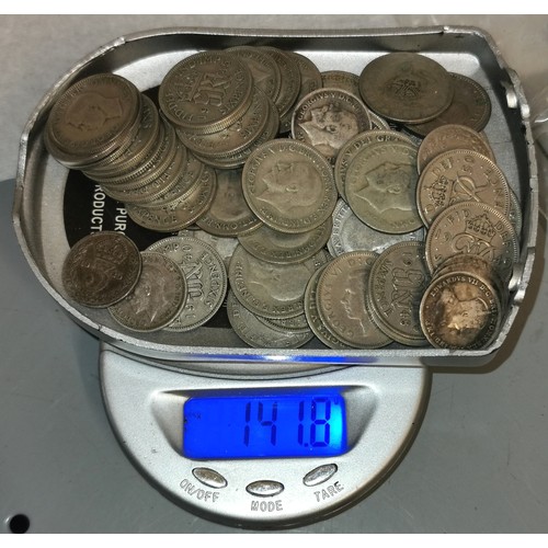 37 - Bundle of George V & George VI 3D & 6D coins, 24.9 gms being 1947+