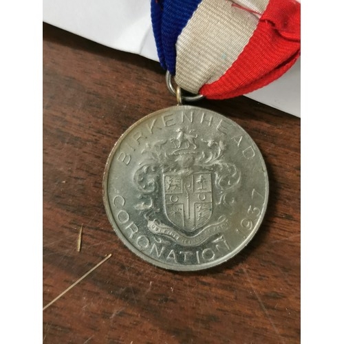 57 - 1937 coronation medal - Birkenhead with original bar and ribbon