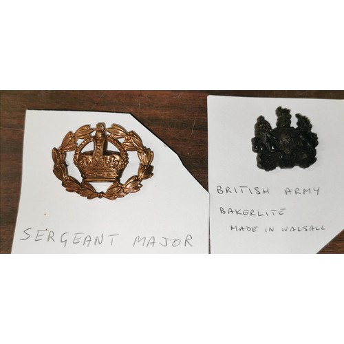60 - Bakelite British Army and gilt sergeant major badges