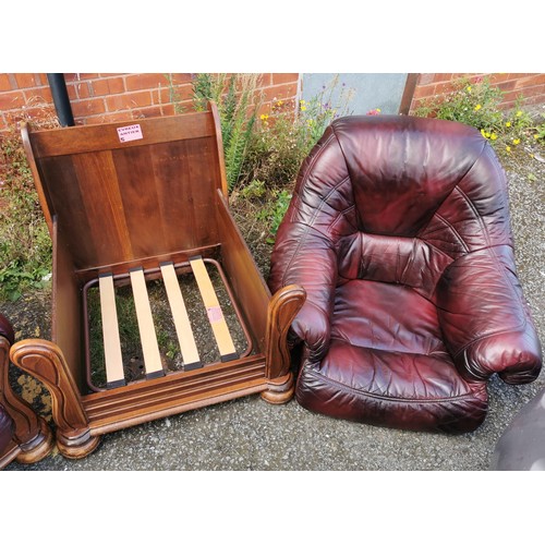 166 - Vintage Evreux Antier oxblood leather Fissato Bordeau 3 piece suite with complete lift out cushionin... 