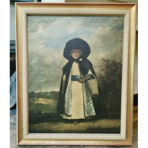 177 - 48 x 58 cm framed vintage Medici Society picture of child with basket by SIR JOSHUA REYNOLDS