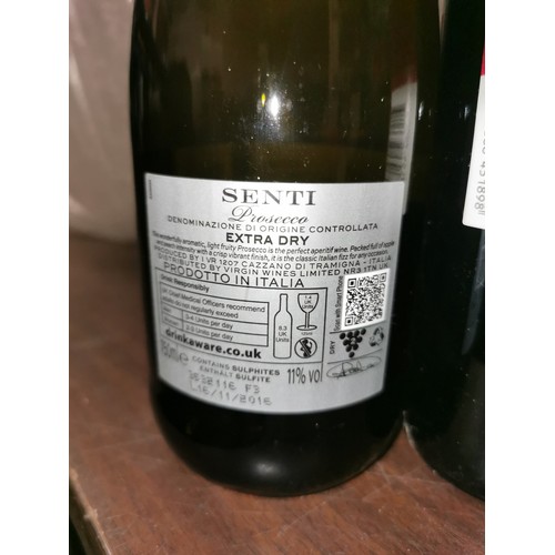 113 - 3 x unopened 750 ml bottles being Senti prosecco extra dry, 2018 Wolf Blass shiraz cabernet & Eisber... 