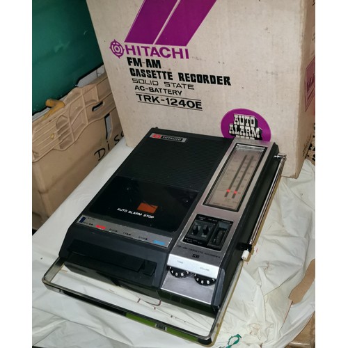 22 - Boxed vintage Hitachi TRK-1240E solid state AM/FM portable cassette recorder