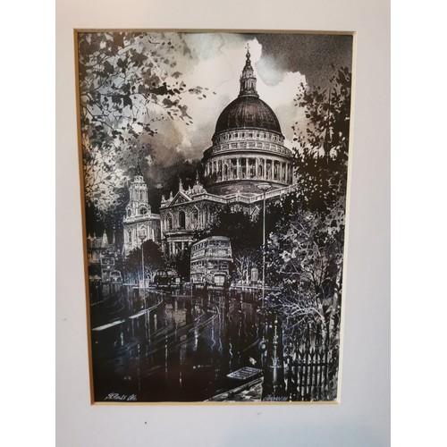 10 - 35.5 x 41.5 cm framed and mounted picture of St Pauls cathedral signed Jordan 98