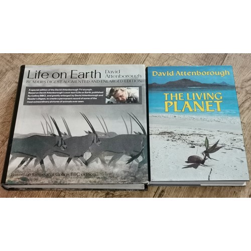 18 - 2 x David Attenborough hard back books being life on earth and the living planet