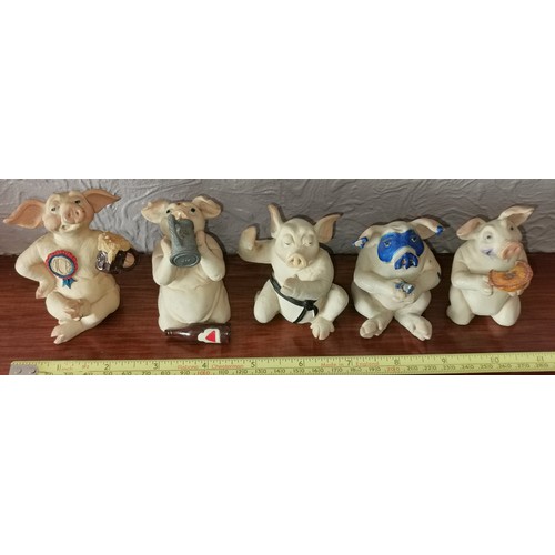 24 - 5 x assorted Pigtails by HSC collectable medium pig figures