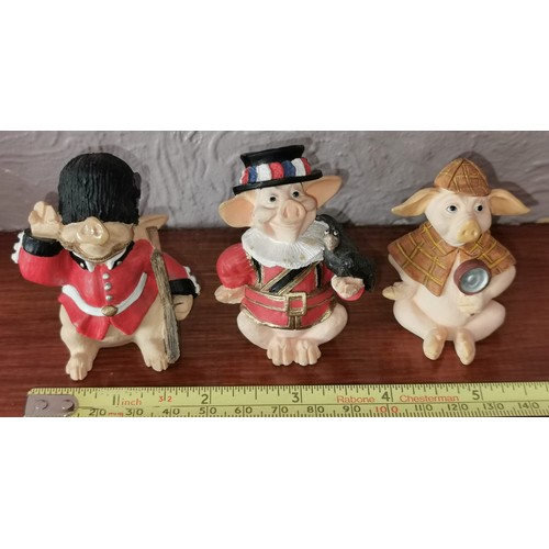 27 - 3 x assorted Pigtails by HSC collectable small pig figures in costumes