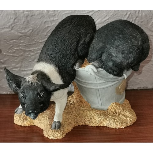 34 - 13 cm long Paw Prints large pigs in bucket figure