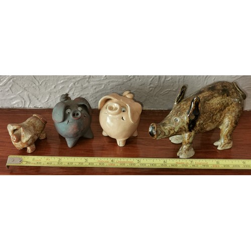 37 - 4 x studio pottery pig sculptures