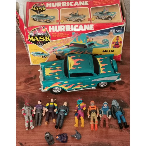 55 - Boxed retro Hurricane toy car with some figures from M.A.S.K.