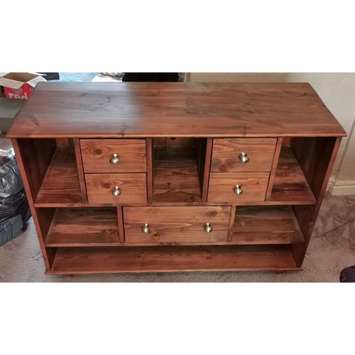 57 - 117 x 43.5 x 81 cm bespoke wooden sideboard with 6 x pigeon holes and 5 x drawers