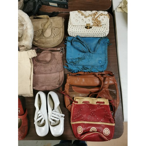 361 - Ladies vintage bundle of assorted shoes, hand bags and belts etc