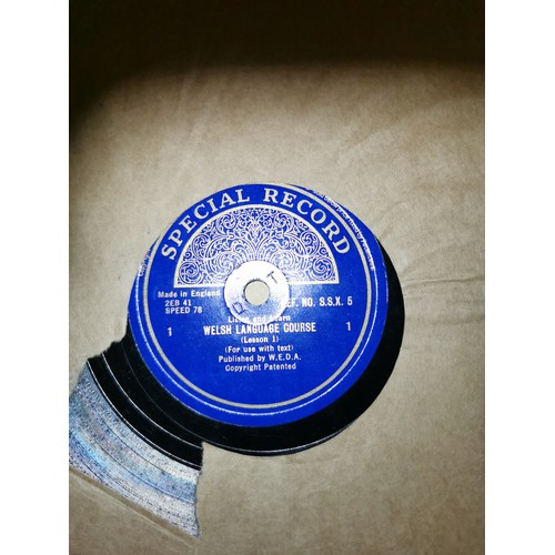 413 - Vintage Special Records 78 rpm vinyl Welsh language course in original posted box