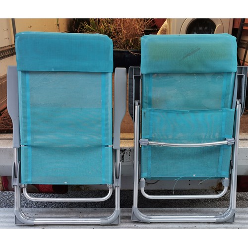 464 - Pair of teal folding garden/patio chairs