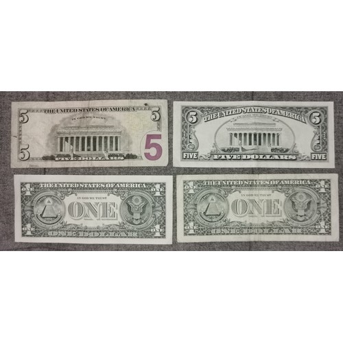 504 - 4 x assorted era USA dollar bank notes