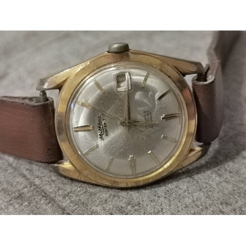 531 - Vintage Mithras Hunter 707, 27 jewel automatic watch with leather strap in working order