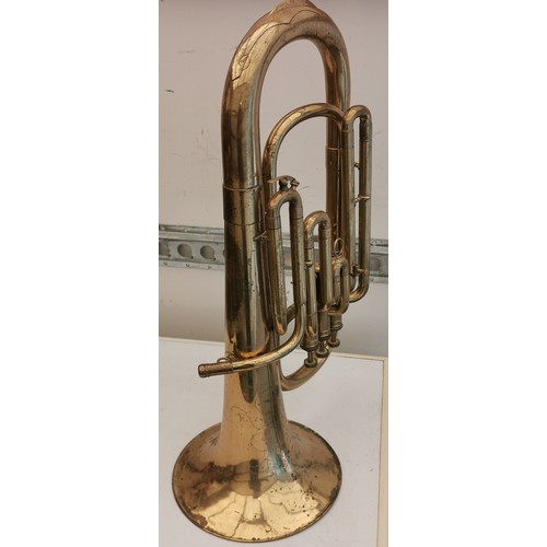 67 - Brass euphonium in vintage hard case - no visible maker but stamped J014