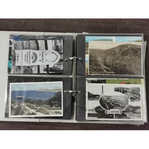 36 - Retro post card album with approx' 80 x assorted Welsh postcards