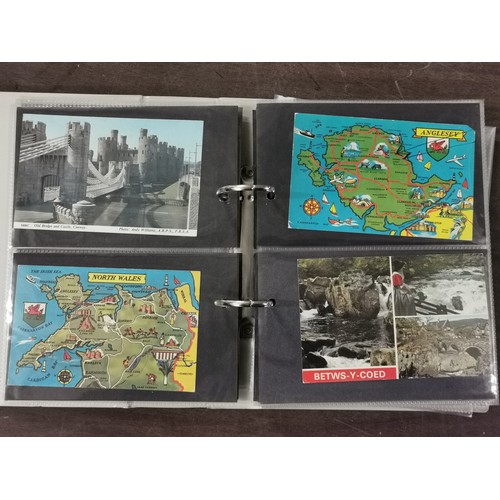 36 - Retro post card album with approx' 80 x assorted Welsh postcards