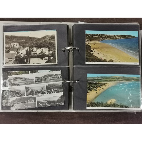 36 - Retro post card album with approx' 80 x assorted Welsh postcards