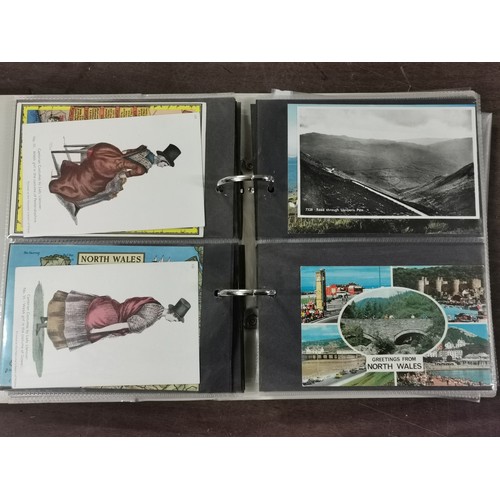 36 - Retro post card album with approx' 80 x assorted Welsh postcards