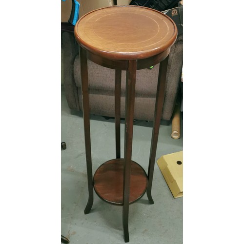 177 - 99 cm tall mahogany 2 tier plant stand with inlaid top