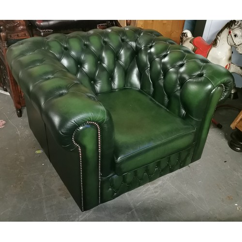 209 - Racing green Chesterfield club chair on castors