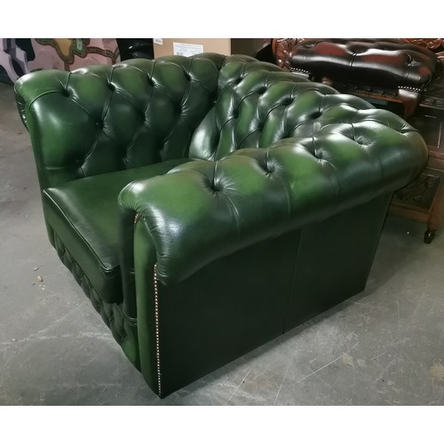 209 - Racing green Chesterfield club chair on castors