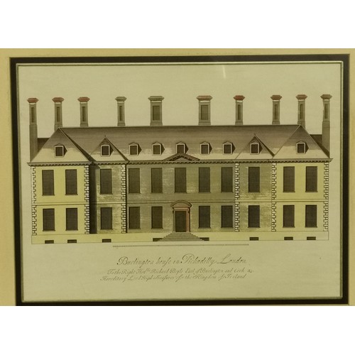 86 - 69.5 x 59 cm antique gold framed and mounted Burlington House elevation engraving print (not dot)