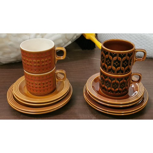 42 - 2 x 1970's Hornsea Pottery 2 place setting 6 piece trios in Heirloom & Saffron patterns