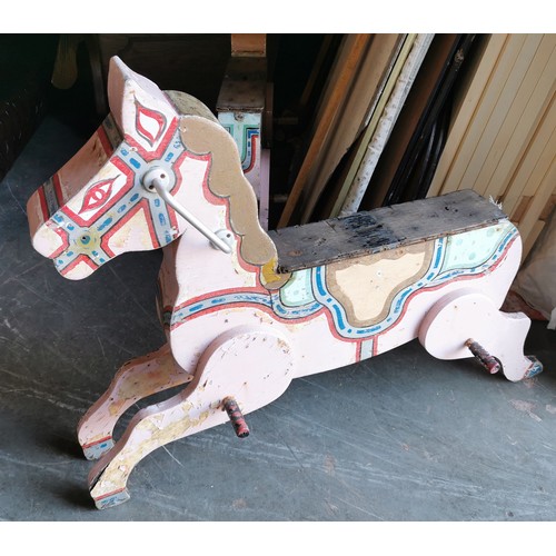 75 - Vintage merry-go-round/carousel wooden fair ground ride horse - missing one side handle