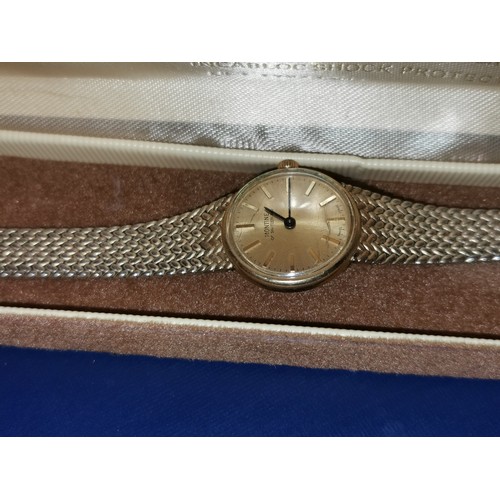 5 - Montine gold tone ladies vintage wind up watch with gold tone bracelet strap in case and in good wor... 