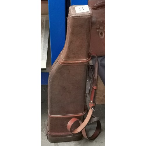 53 - Old leather 'leg-o-mutton' leather shotgun case in nice condition