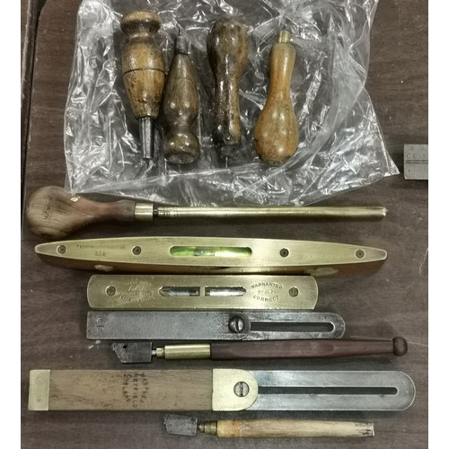 188 - Nice little bundle of assorted vintage tools and spirit levels inc' Marples, Rabone etc