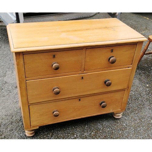 213 - 96 x 49 x 84 cm old pine 2 over 2 chest of drawers