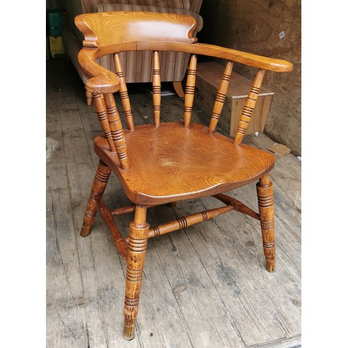 215 - Nice old wooden carver/smokers bow chair