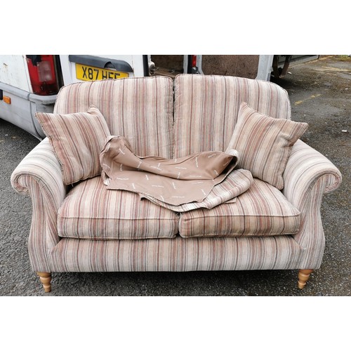 216 - Parker Knoll 3 and 2 seater settees with matching cushions and arm protectors, approx 195 and 165 cm... 