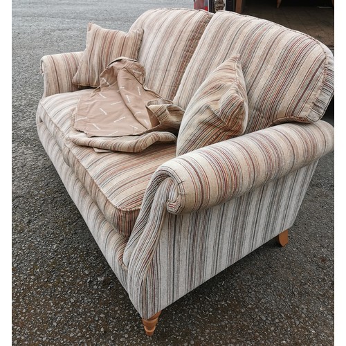 216 - Parker Knoll 3 and 2 seater settees with matching cushions and arm protectors, approx 195 and 165 cm... 