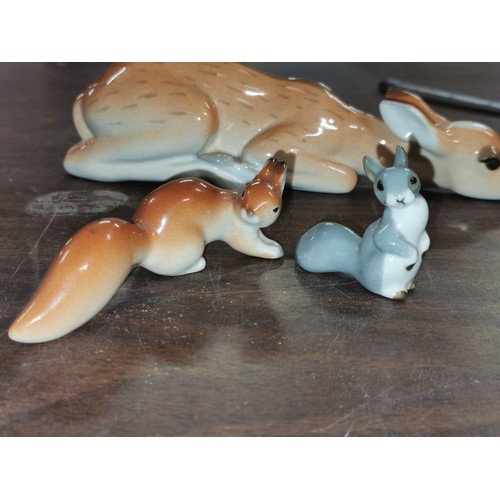 60 - Lomonosov bundle of 19 cm long fawn & 2 x small squirrel figures