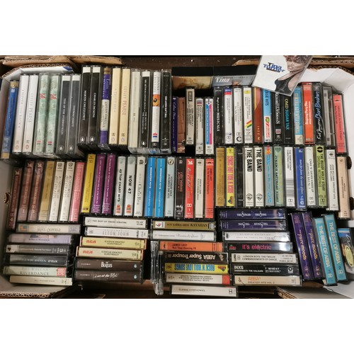 44 - Large eclectic job lot of assorted audio cassette tape albums, including chart, opera, classical, ja... 